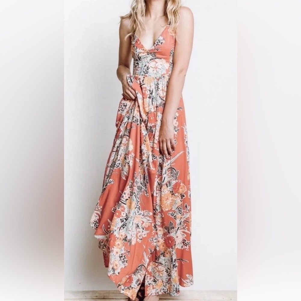 Free People Through The Vine Printed Maxi Dress In Red Combo REVOLVE - Picture 5 of 10